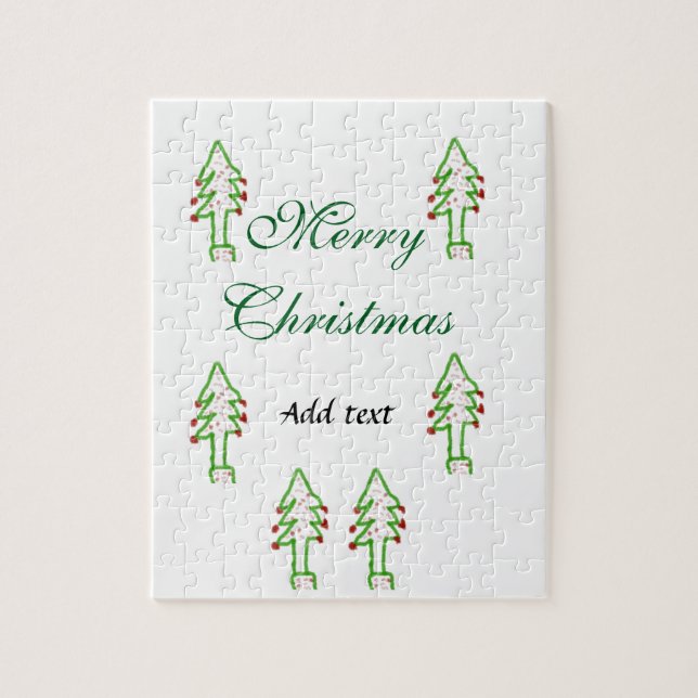 Grönt Julgran rödkörsbär god jul mo Pussel (Vertikal)