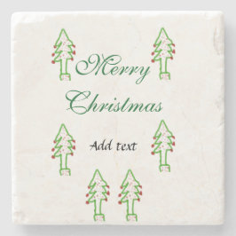 Grönt Julgran rödkörsbär god jul mo Stenunderlägg