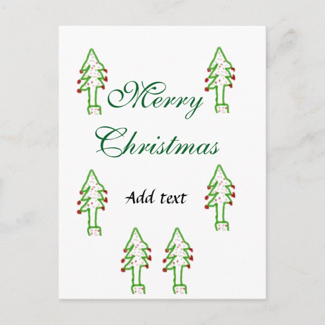 Grönt Julgran rödkörsbär god jul mo Vykort (Framsida)