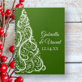 Grönt Julgran Winter Wedding Anteckningsbok Med Spiral