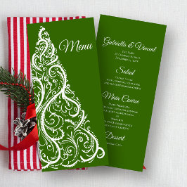 Grönt Julgran Winter Wedding Menu Meny