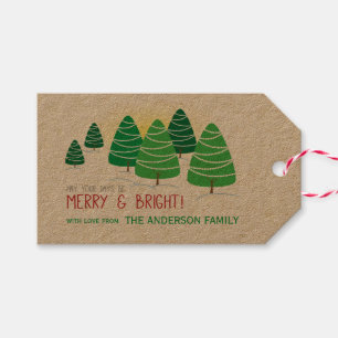 Grönt Julgranar, Merry & Bright, Anpassa Presentetikett