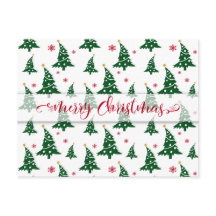 Grönt Julgranar och Röda Snöflingor Mönster