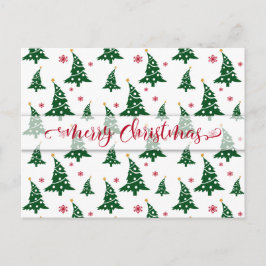 Grönt Julgranar och Röda Snöflingor Mönster Helg Vykort