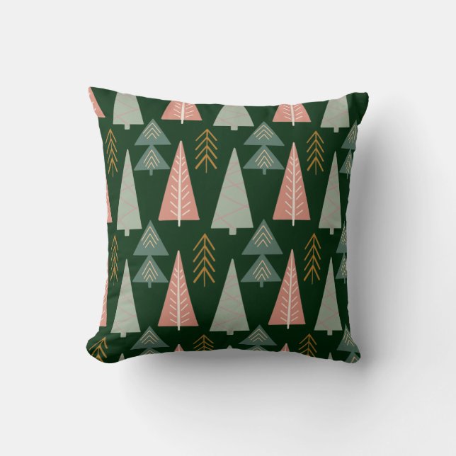 Grönt Julgranar Pillow Kudde (Framsida)