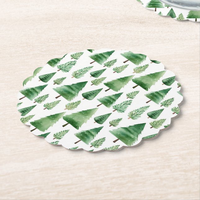 Grönt Julgranar Underlägg Papper (Vinklad)