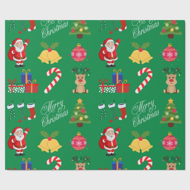 Grönt Julikoner Wrapping Papper Presentpapper (Seam)