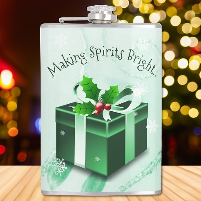 Grönt julklapp fickplunta (Green Christmas Gift Flask)