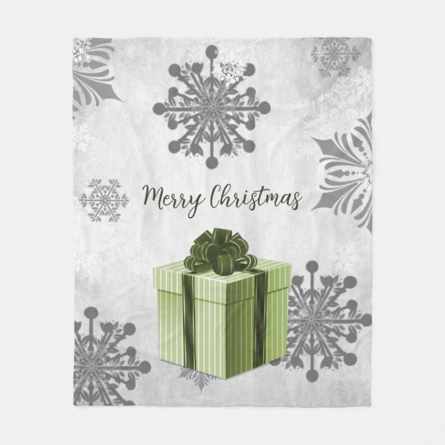 Grönt julklapp Helgdag Fleece Blanket (Framsidan)