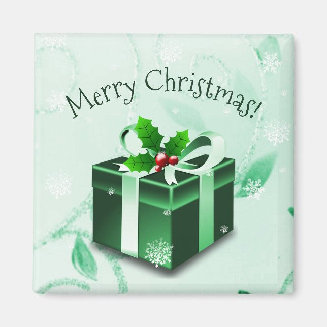 Grönt julklapp Magnet (Framsidan)