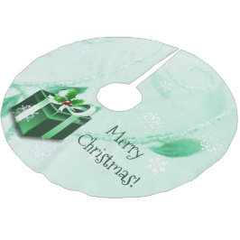 Grönt julklapp Träd Skirt Julgransmatta Borstad Polyester