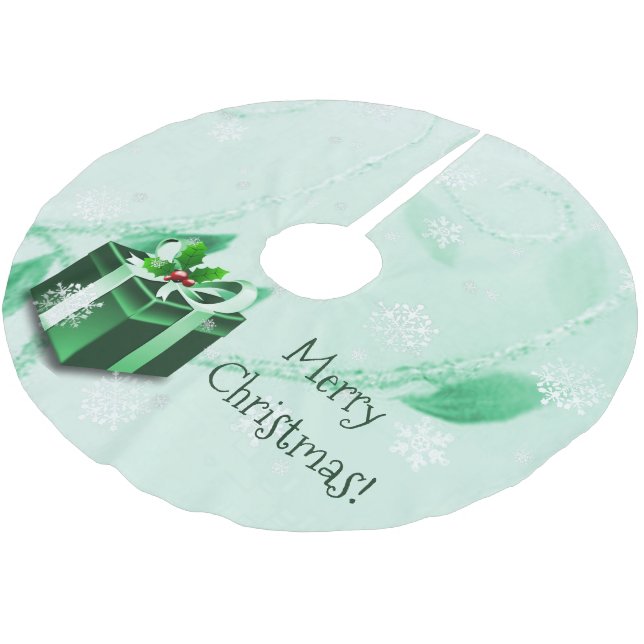 Grönt julklapp Träd Skirt Julgransmatta Borstad Polyester (Vinklad)