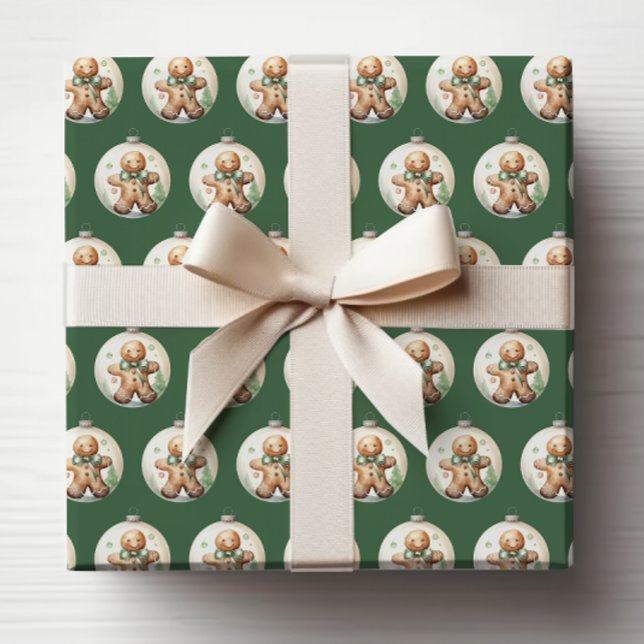 Grönt Julprydnadsföremål Inslagning Pappra Presentpapper (Green Christmas Ornaments Wrapping Paper
)