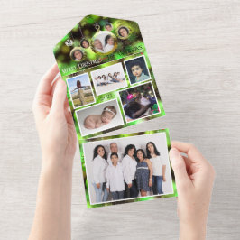Grönt Julprydnadsnamn lägga till familjefotografie
