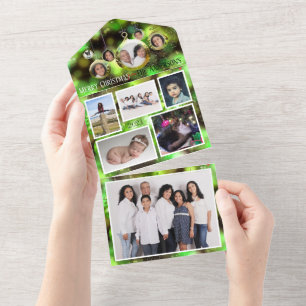 Grönt Julprydnadsnamn lägga till familjefotografie
