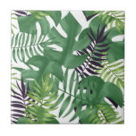Grönt Jungle Löv Natur Sömlös Mönster White Kakelplatta<br><div class="desc">Den moderna chicen illustreras med stor snyggt,  och mönster av den färska gröntens djungelns löv lyser med vit bakgrund. Mönster fortsätter sömlöst när du sätter ihop fler plattor.</div>