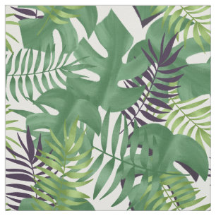 Grönt Jungle Löv Natur Sömlös Mönster White Tyg