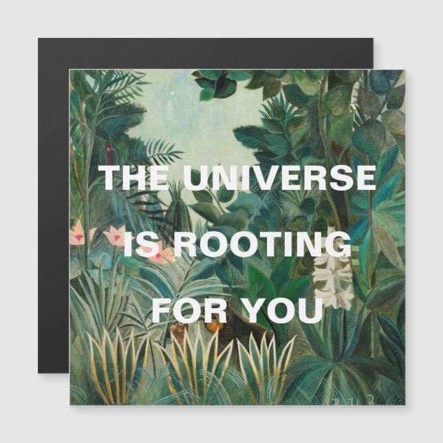 Grönt Jungle Painting Universe är Rooting Magnet (Fram/baksida)