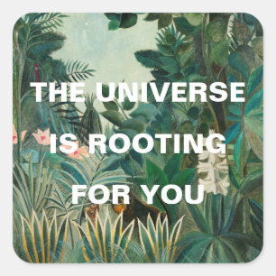 Grönt Jungle Painting Universe roterar Fyrkantigt Klistermärke