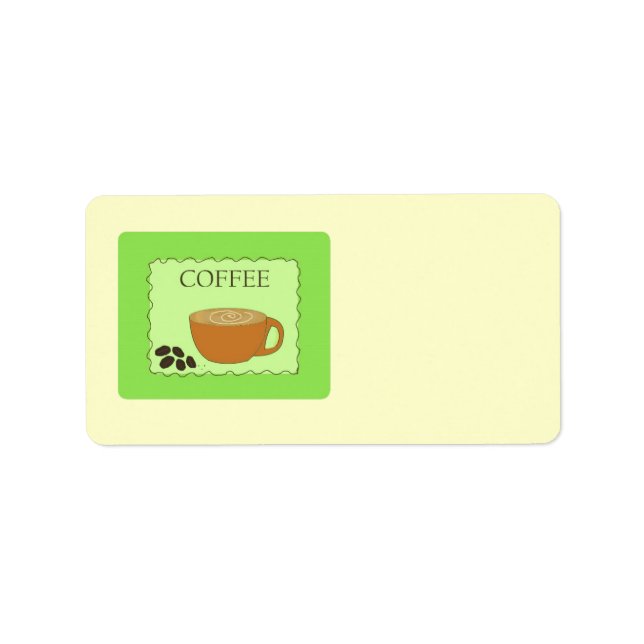 Grönt kaffeskylt med bönor adressetikett (Framsidan)