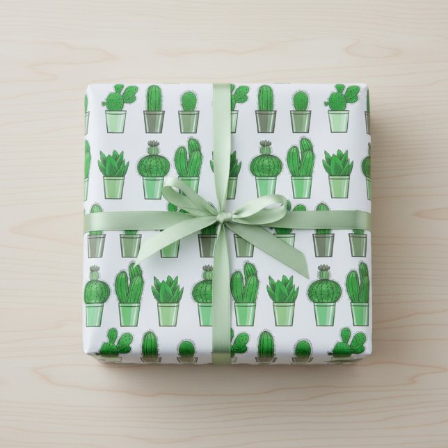 Grönt kaktus presentpapper (Green Cactus Gift Wrapping Paper)