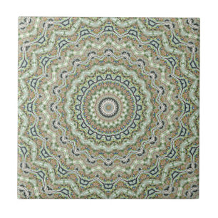 Grönt Kaleidoscope Kakelplatta