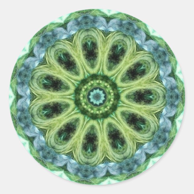Grönt Kaleidoscope Runt Klistermärke (Framsida)