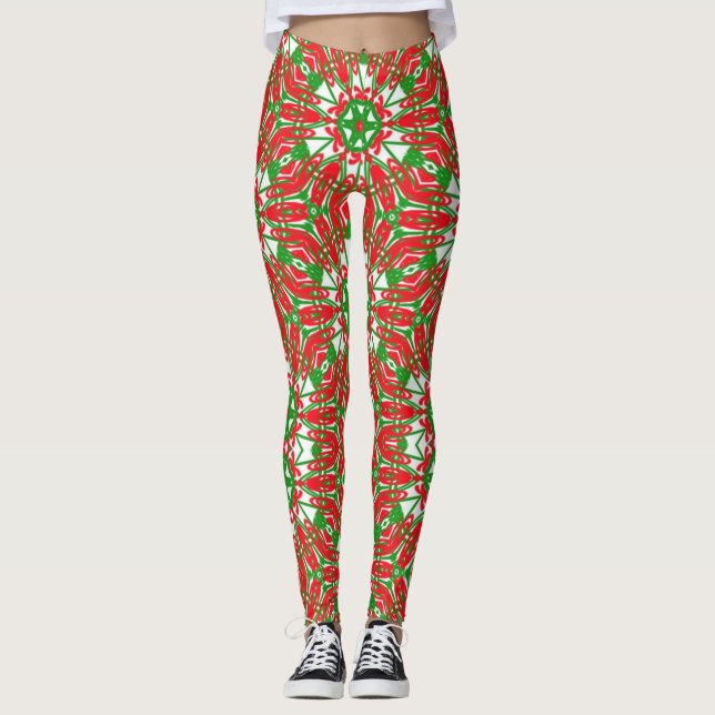 Grönt Kaleidoscopes Leggings (Framsida)