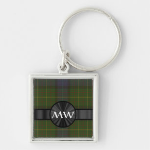 Grönt Kaliforniens statliga tartan plaid Fyrkantig Silverfärgad Nyckelring