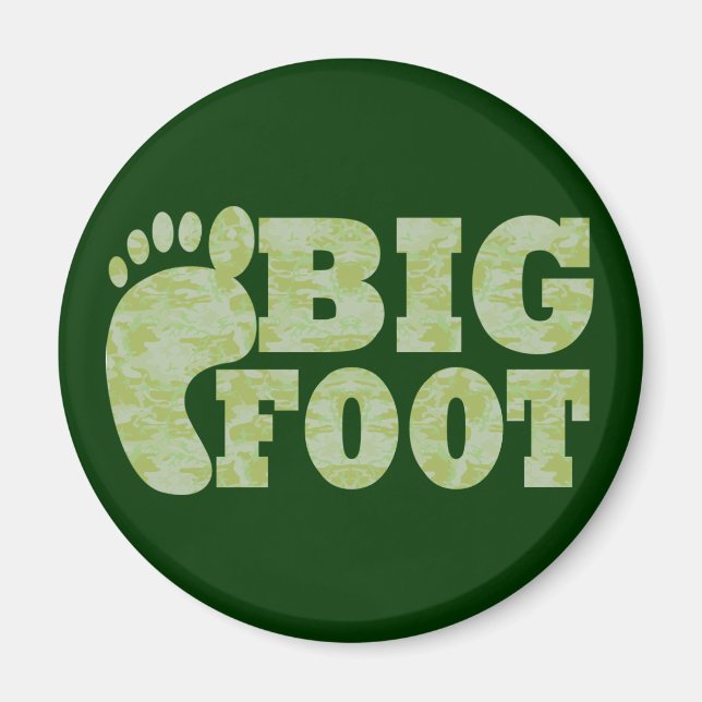 Grönt-kamouflage Bigfoot-text Magnet (Framsidan)