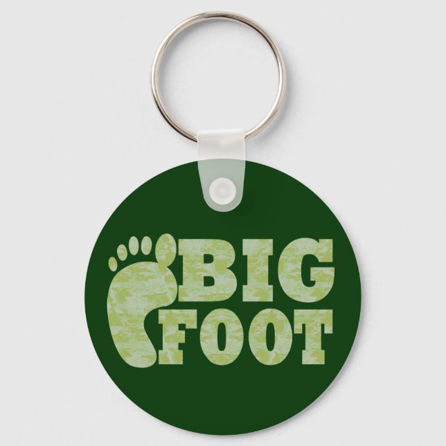 Grönt-kamouflage Bigfoot-text Nyckelring (Framsida)