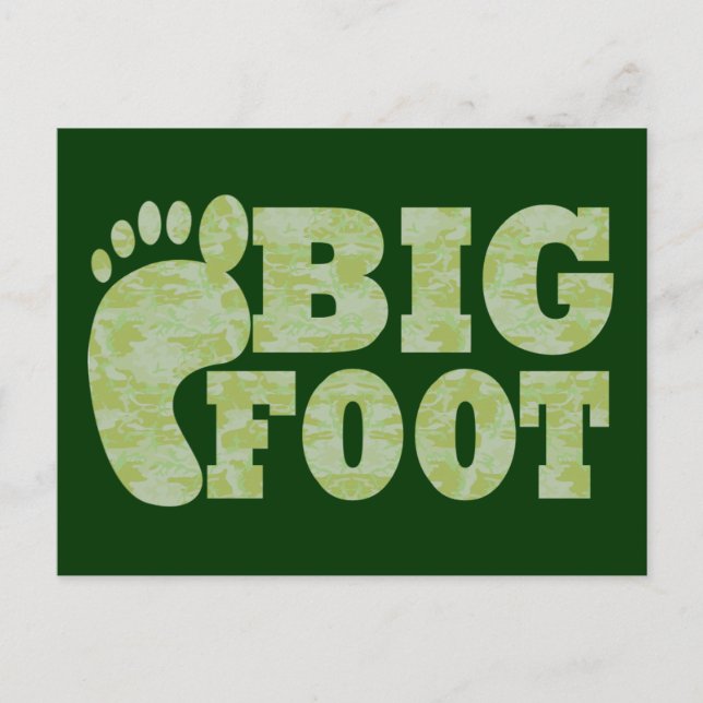 Grönt-kamouflage Bigfoot-text Vykort (Framsida)