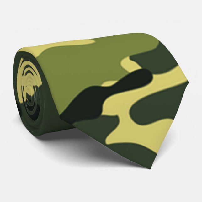 Grönt kamouflage Mönster Tie Slips (Rullad)
