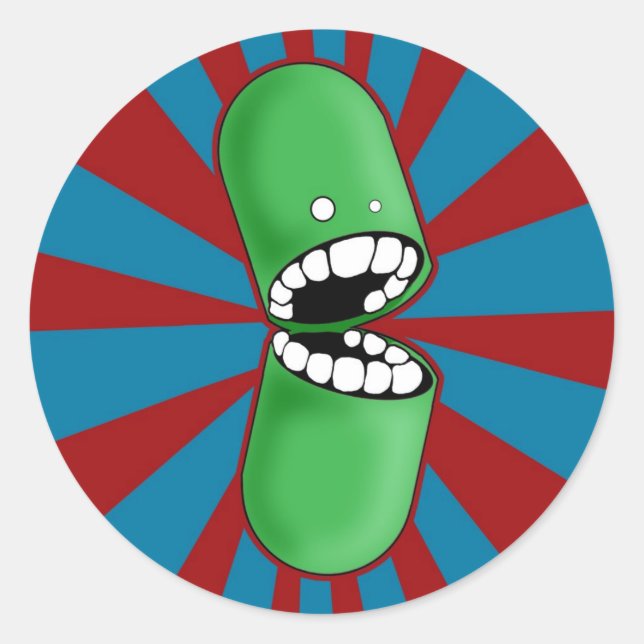 Grönt Kapselstift Runt Klistermärke (Framsida)