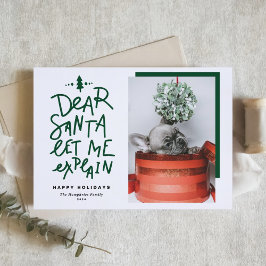 Grönt Kära Santa Let Me Förklara Baby Photo Helgkort