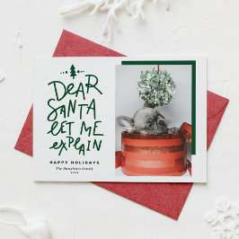 Grönt Kära Santa Let Me Förklara Baby Photo Julkort