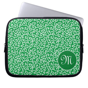 Grönt Karakusa Arabesque Spiral Vine Mönster Laptop Fodral