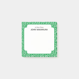 Grönt Karakusa Japanska Vine Mönster Post-it Block