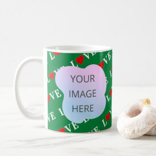 Grönt KÄRLEK Heart Retro Elegant Kaffemugg