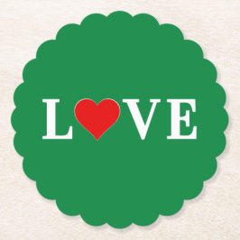 Grönt KÄRLEK Heart Retro Timless Elegant Underlägg Papper