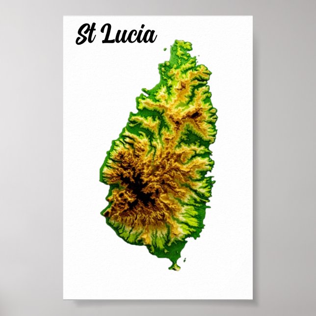 Grönt karta i St Lucia Poster (Framsidan)