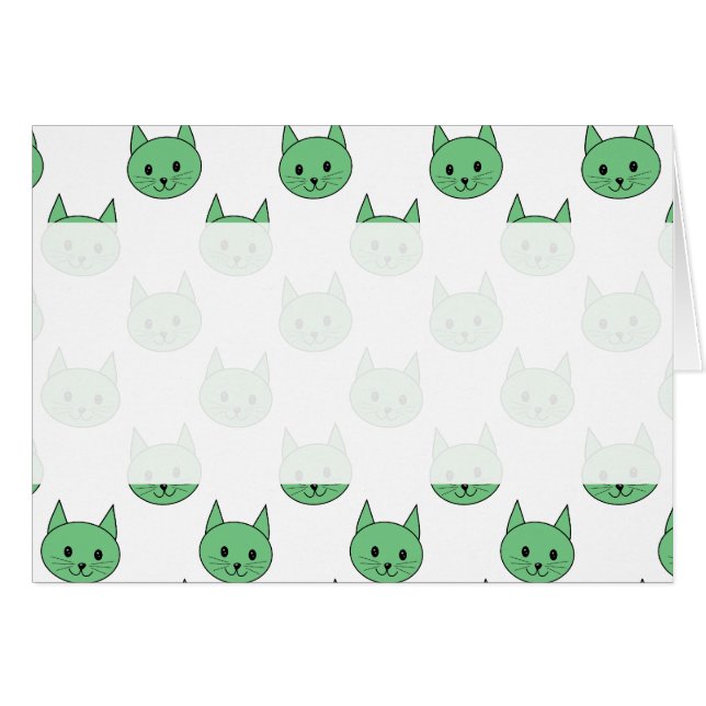 Grönt katt mönster. hälsningskort (Framsidan Horizontal)