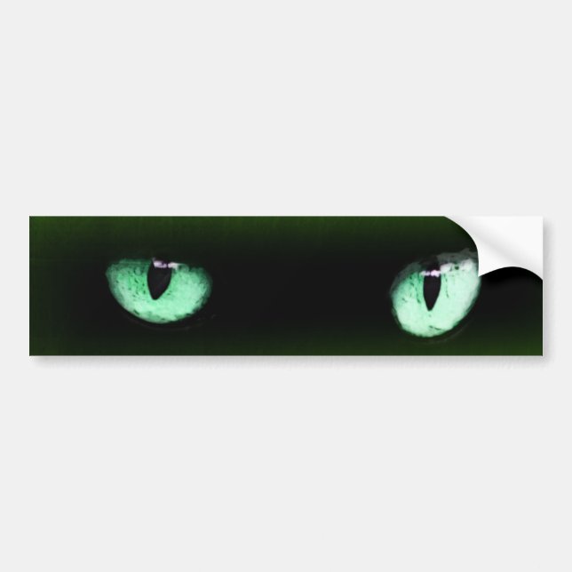 Grönt Katt Ögon Bumper-märke Bildekal (Framsidan)