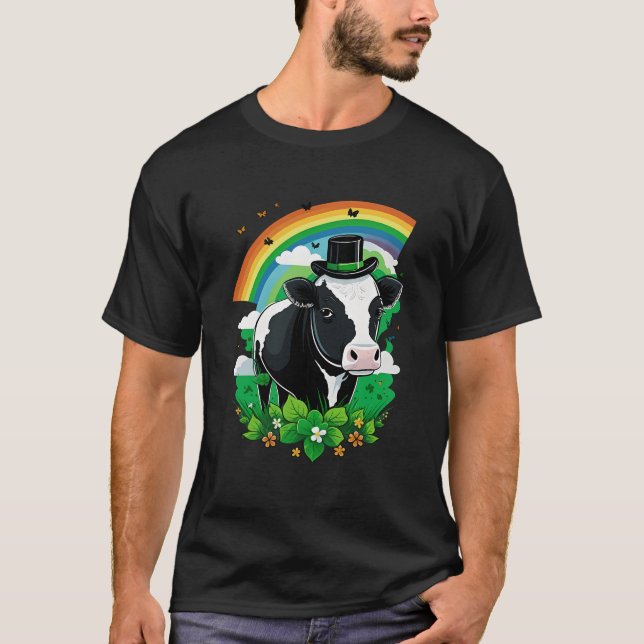 Grönt Katt Shamrock på St patricks day T Shirt (Framsida)