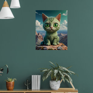 Grönt Kattens Galactic Äventyr Poster