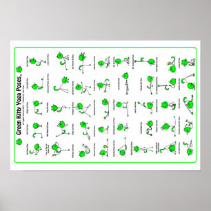 Grönt Kattunge Yoga Poses Poster