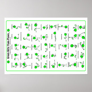 Grönt Kattunge Yoga Poses Poster