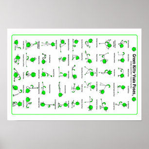 Grönt Kattunge Yoga Poses Poster