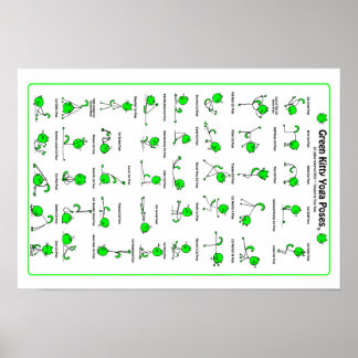 Grönt Kattunge Yoga Poses Poster