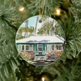 Grönt Kauai stuga Julgransprydnad Keramik